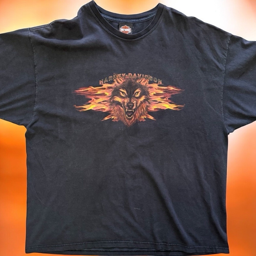 Harley Davidson Wolf Flame T Shirt Bumpus Memphis TN 20th Anniversary 2XL